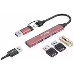 Концентратор Canyon hub DS-02 4in1 USB-A/C Pink (CNS-TDS02P) - мініатюра 3