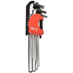 Ключі 6-гранні Yato Г-подібні Cr-V М 15-10 мм подовжені 9 шт. (YT-0501)