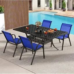 Комплект садових стільців Costway Patio з підлокітниками синій - мініатюра 5