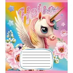 Зошит учнівський "Єдинороги" Leader 012-510065C-5 в косу лінію, 12 аркушів