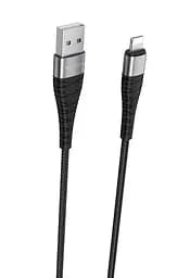 Кабель BOROFONE BX32 USB to iP 2.4A, 1m, nylon, aluminum+TPE connectors, Black