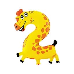 Шар воздушный фольгированный Смешные цифры - 2 (40 см), жираф