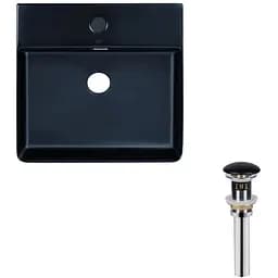 Умивальник Qtap Nando LT підвісний прямокутний 500x420x120 мм Black matt + донний клапан PU03O, Чорний матовий