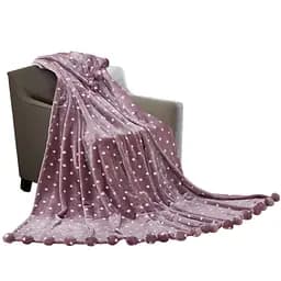 Плед Love You Кулі з помпонами штучне хутро 200х150 см фіолетовий (181170)