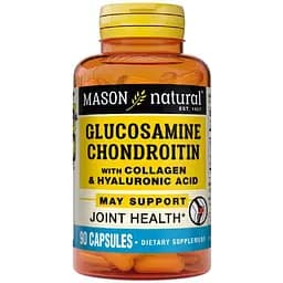 Глюкозамин, хондроитин с коллагеном и гиалуроновой кислотой Mason Natural 90 капсул