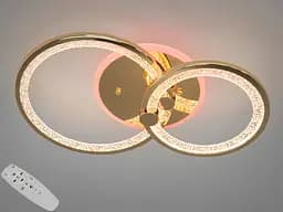 LED люстра з пультом, димером і кольоровою підсвіткою, 55 Вт, золото