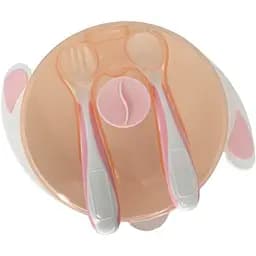 Тарелка на присоске Mega Zayka с ложкой и вилкой 350 мл MGZ-0109 (Peach)