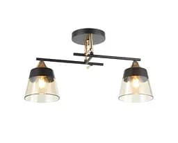 Люстра стельова на 2 плафони 6312-2 Чорний+Золото