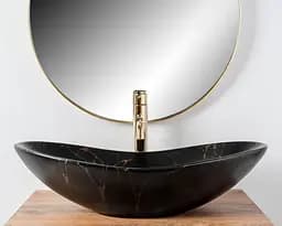 Умивальник Rea Royal 60 накладний marble black matt REA-U7478, Чорний матовий - мініатюра 3