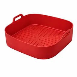 Квадратная плотная силиконовая форма для аэрогриля, духовки и мультипечи с ребристым дном 21.5х21.5 см Красный 88286