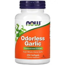 Натуральна добавка NOW Odorless Garlic, 250 капсул