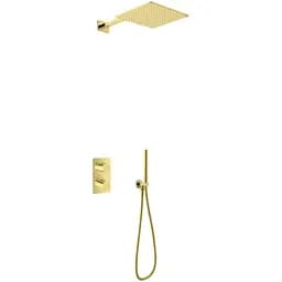 Душова система Kohlman Experience 30 gold з термостатом + BOX прихованого монтажу KPL-QW432EGDQ30, Золотий