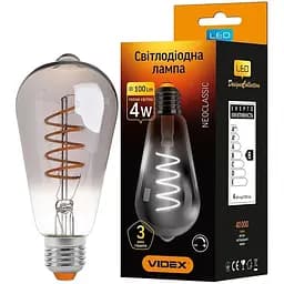 Светодиодная лампа LED Videx Filament ST64FGD 4W E27 2100K димерная графит (VL-ST64FGD-04272)
