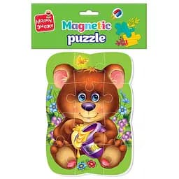 Магнітні пазли Vladi toys Малюк зможе Ведмедик А5 12 елементів VT3301-04   - мініатюра 2