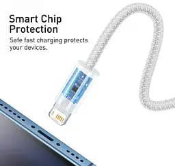 Кабель Baseus Dynamic Series Fast Charging Data Cable USB to iP 2.4 A 2 m White (CALD000502) - мініатюра 5
