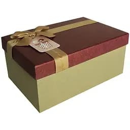 Подарочная коробка True с бантом бордово-золотая L 29.5×22.5×13 см