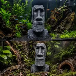 Декорація Hobby Moai Ora 2 15×12×22 см - статуя Моаї з укриттям для акваріума і тераріуму (41718)