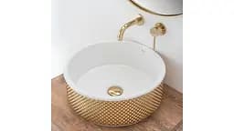 Умивальник Rea Helen 42,5x42,5 gold white (REA-U6978), Матова - мініатюра 3
