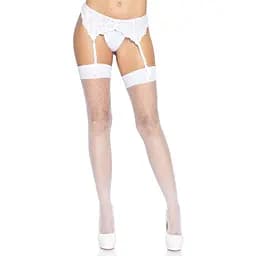 Панчохи Leg Avenue Nylon Fishnet Thigh Highs White One size