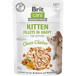 Корм влажный для котят Brit Care Cat Fillets in Gravy Choice Chicken филе в соусе с курицей пауч 85 г