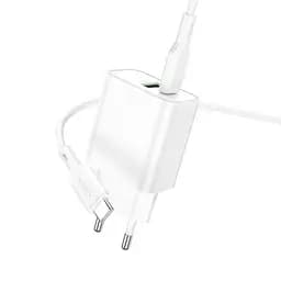 МЗП Borofone BA88A Navy PD20W+QC3.0 (1USB-A/1C) + кабель Type-C to Type-C White - мініатюра 2