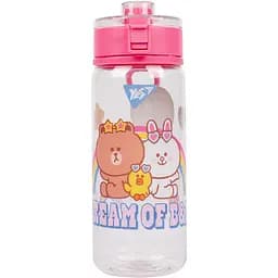 Пляшка для води Yes Line friends, 600 мл, прозора з рожевим (707951)