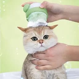 Щітка силіконова масажна Semi Cleaning Device з дозатором, Green для миття тварин - мініатюра 9