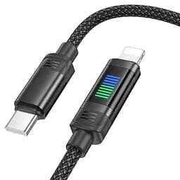 Кабель з індикатором Hoco U126 Type-C - Lightning PD 27 W 1.2 метра чорний