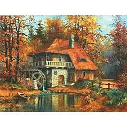 Алмазна мозаїка картини за номерами зі стразами на підрамнику "Старовинний млин" 40*50 см (GA71780)