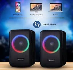 Компьютерные колонки Kisonli X20 Bluetooth, 20W, USB, RGB light, Black - мініатюра 3