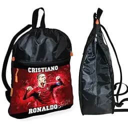 Рюкзак-мешок для обуви,спортивной формы Криштиану Роналду детская сумка для сменки с расширителем (01394)