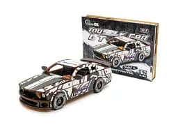 Дерев'яний 3D конструктор Muscle car GT, Puzzleоk (Puz-00639), 162 дет. (біла) - мініатюра 1