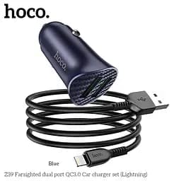 Адаптер автомобільний HOCO lightning cable Farsighted dual port Z39 синій