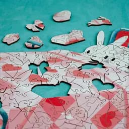 Дерев'яний фігурний пазл Ліниві Зайчики, А3, Картонна коробка 200 елементів - мініатюра 7