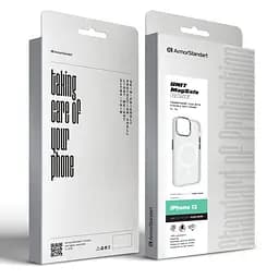 Чехол Apple iPhone 13, Unit MagSafe, белый, прозрачный, магсейф, ударопрочный, магнитный, панель-накладка с поддержкой MagSafe, с поддержкой беспроводной зарядки, TPU+PC, защита всего корпуса, ударопрочный, ArmorStandart (ARM70445) - мініатюра 6