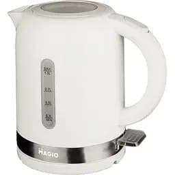 Електрочайник Magio МG-110, білий, 1360W, 1 л, дисковий, пластиковий корпус, індикатор рівня води