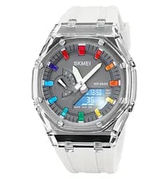 Наручний годинник чоловічий Skmei 2100 White Grey, 2100WTGY (18434) - мініатюра 4