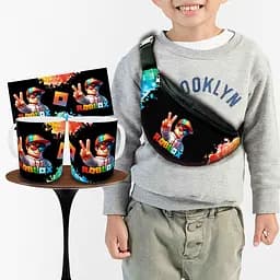 Набір: дитяча сумка-бананка+кружка Роблокс «Roblox» 32х15см, бананка для хлопчика через плече на подарунок (00953)