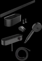 Комплект аксесуарів Hansgrohe WallStoris Activation EcoSmart з термостатом 7в1 Matt Black 24250670, Чорний матовий