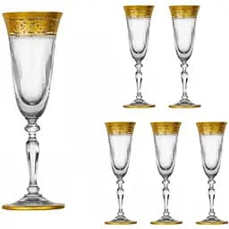 Набір келихів для шампанського Lora Версаль 135 мл 6 шт. Gold NGC34SETCHAMP