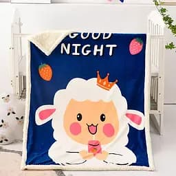 Плед-ковдра дитяча HomeBrand Овечка 140х110 см синій із білим (4574)