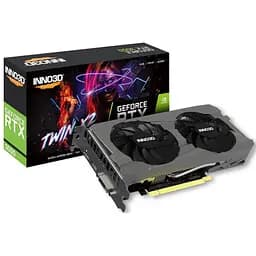 Видеокарта GeForce RTX 3050, Inno3D, TWIN X2, 8Gb GDDR6, 128-bit, DVI/HDMI/DP, 1777/14000 MHz, 6-pin (N30502-08D6-1711VA41)