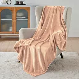 Плед однотонний HomeBrand, мікрофібра, 230х200 см, бежевий (4606)