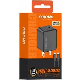 МЗП Amaya E112CC PD25W (1USB-C) + кабель Type-C to Type-C Black - мініатюра 2