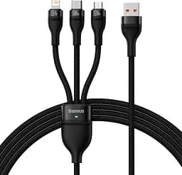 Кабель Baseus Flash Series Ⅱ One-for-three Fast Charging Data Cable USB to Lightning+Type-C+MicroUSB 100W 1.2m CASS030001 Black