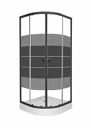 Душевая кабина угловая RJ Tulip 90x90 раздвижная стекло Linia 4 мм мелкий поддон black matt 90ВRZ081Linia, Черный матовый, интимато