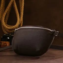 Шкіряна матова бананка Shvigel 16381 коричнева - мініатюра 6
