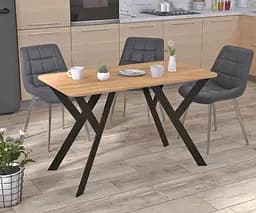 Обідній стіл Ішла 120-65 Loft Design Закруглені кути (Дуб Крафт золотий)