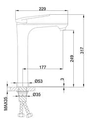 Змішувач для умивальника Frap F1052-54 високий, білий/хром, Хром - мініатюра 6