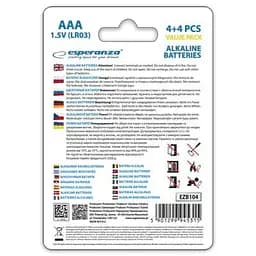 Батарейка Esperanza AAA LR03 Alkaline х 8 (EZB104) - мініатюра 4